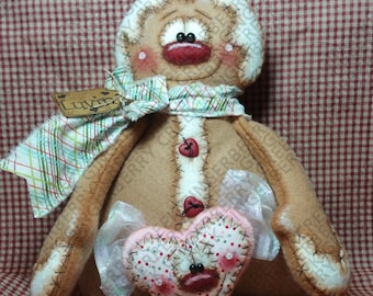 E-Pattern - Confection Connection Pattern #296 - Primitive Doll E-Pattern - Christmas - Gingerbread - Heart Candy - Cookie - English Only