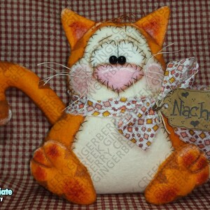 Katten Nacho Mönster #125 - Primitivt dockmönster - Djur - Husdjur - Katt - Kattunge - Nyckfullt - Fiberkonst - Endast engelska