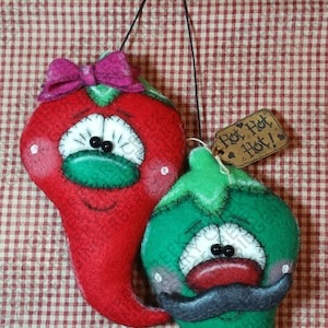 E-Pattern - Burning Love Pattern #327 - Primitive Doll E-Pattern - Valentine - Love - Jalapeno - Heart Burn - Whimsical - English Only