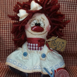 E-Pattern - Lil&#39; Lolli Polly Pattern #265 - Primitive Doll E-Pattern - Raggedy - Tattered - Lollipop -Summer-Fiber Art - English Only