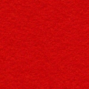 Puede incluir: Primer plano de una tela roja lisa con una superficie texturizada. El material tiene un aspecto ligeramente borroso, y el color es un rojo vibrante y saturado. La tela parece ser un textil, posiblemente fieltro o un material similar.