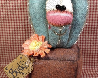 Big Buddi Barrel Cactus - Handmade Finished OOAK Primitive Doll - Whimsical - Fiber Art - Art Doll