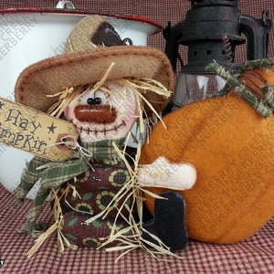 E-Pattern - Hay Pumpkin! Scarecrow Pattern #154 - Primitive Doll E-Pattern - Thanksgiving - Fall - Autumn - Scarecrow - Pumpkin