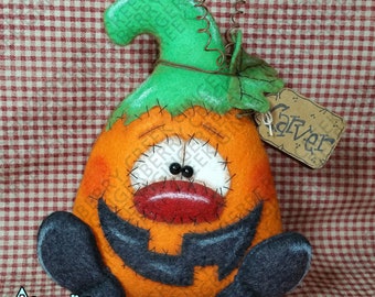 E-Pattern - Carver the Pumpkin Pattern #181 - Primitive Doll E-Pattern - English Only