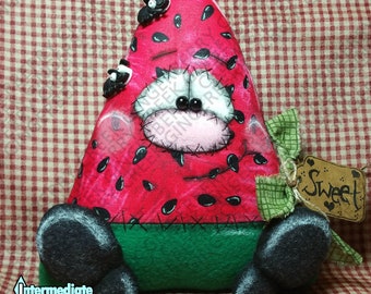 E-Pattern - Sweet Slice of Summer Watermelon Pattern #219 - Primitive Doll E-Pattern - Watermelon - Summer - Picnic - English Only