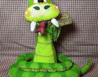 Don't Throw a Hissy Pattern #343 - Primitive Doll Pattern - Snake - Rattle - Whimsical - Fiber Art - English Only