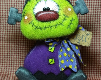 Francamente sono scioccato Pattern #315 - Primitive Doll Pattern - Halloween - Frankenstein - Monster - Whimsical - Fiber Art - Solo inglese