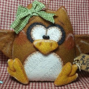 E-Pattern - Owlivia the Owl Pattern #193 - Primitive Doll E-Pattern - English Only