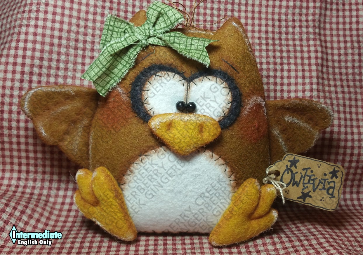 E-Pattern - Owlivia the Owl Pattern #193 - Primitive Doll E-Pattern - English Only