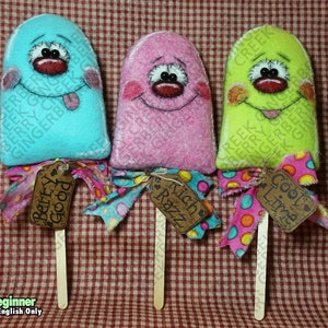 Oh Popsicle Sticks Pattern #222 - Primitive Doll Pattern - Popsicles - Ice Cream - Summer - English Only