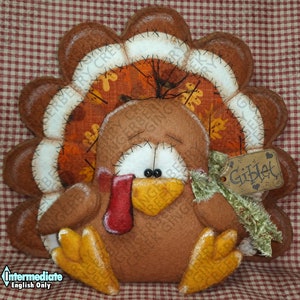 Giblet the Turkey Pattern #200 - Primitive Doll Pattern - Thanksgiving - Turkey - Gobble - Wobble - Fiber Art - Whimsical - English Only