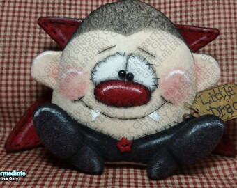 Little Drac Vampire Pattern #195 - Primitive Doll Pattern - Halloween - Dracula - Vampire - Fiber Art - Whimsical - English Only