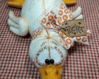 All Tuckered Out featuring Tucker the Duck - Finished Handmade OOAK Primitive Doll - Ducky - Sleepy - Whimsical - Fiber Art
