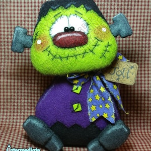 E-Pattern - Frankly I'm Shocked Pattern #315 - Primitive Doll E-Pattern - Halloween - Frankenstein -Monster-Whimsical-Fiber Art-English Only