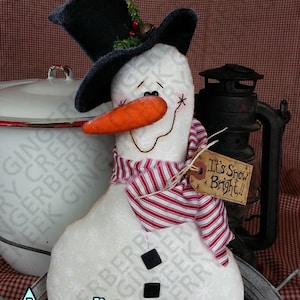 Brighton Snowman Pattern #109 - Primitive Doll Pattern - Christmas - Winter - Snowman - Fiber Art - Whimsical - English Only