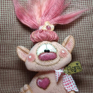 E-Pattern - Trolling Along Pattern #334 - Primitive Doll E-Pattern - Troll - Flora - Sweet - Whimsical - Fiber Art - English Only