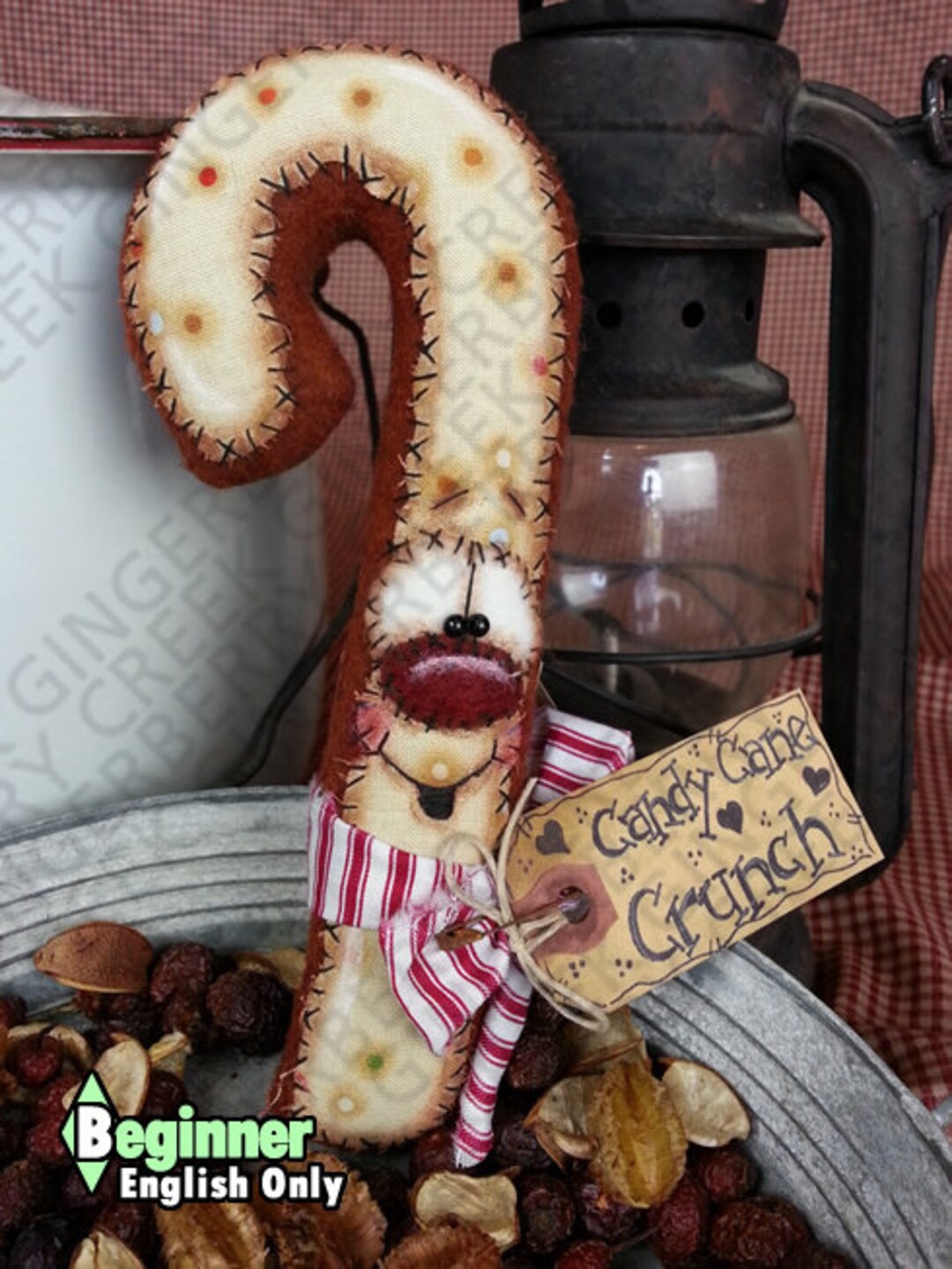 E-pattern - Candy Cane Crunch Cookie Pattern #134 - Primitive Doll E ...