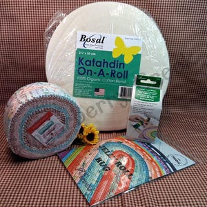 Premium Jelly Roll Rug Kit - Comes with Precut Jelly Roll - Precut Batting Roll - JRR Pattern - Clover Fabric Tube Maker