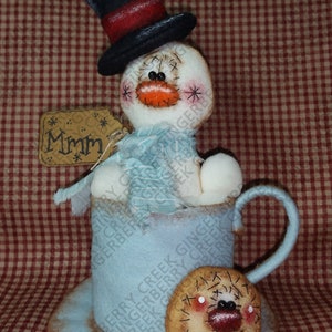 Cookie and Hot Cocoa Pattern #238 - Primitive Doll Pattern - Christmas - Winter - Snowman - Hot Chocolate - Sugar Cookie - English Only