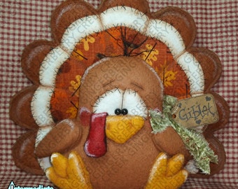E-Pattern - Giblet the Turkey Pattern #200 - Primitive Doll E-Pattern - English Only