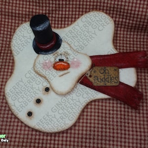 Oh Puddles Snowman Pattern #236 - Primitive Doll Pattern - Christmas - Winter - Snowman - Melted - English Only