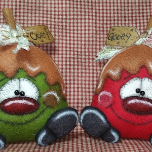 E-Pattern - Ooey Gooey Caramel Apples Pattern #203 - Primitive Doll/Ornies E-Pattern - English Only