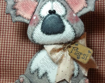 Kuddly Koala Pattern #308 - Primitive Doll Pattern - Koala - Bear - Critter - Australia - Whimsical - Fiber Art - English Only