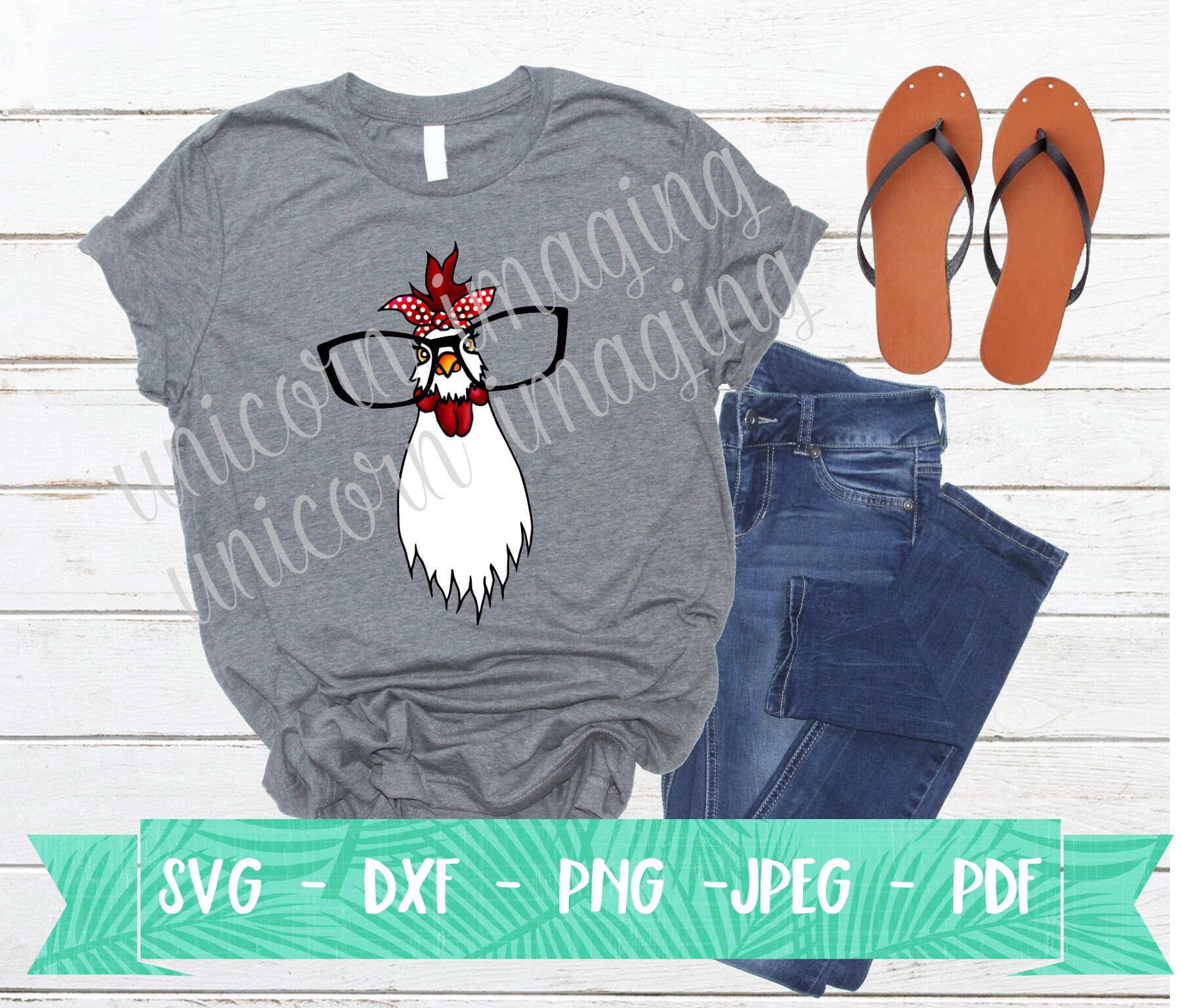 Chicken with Glasses and Bandana SVG DXG File Farm Chicken Etsy