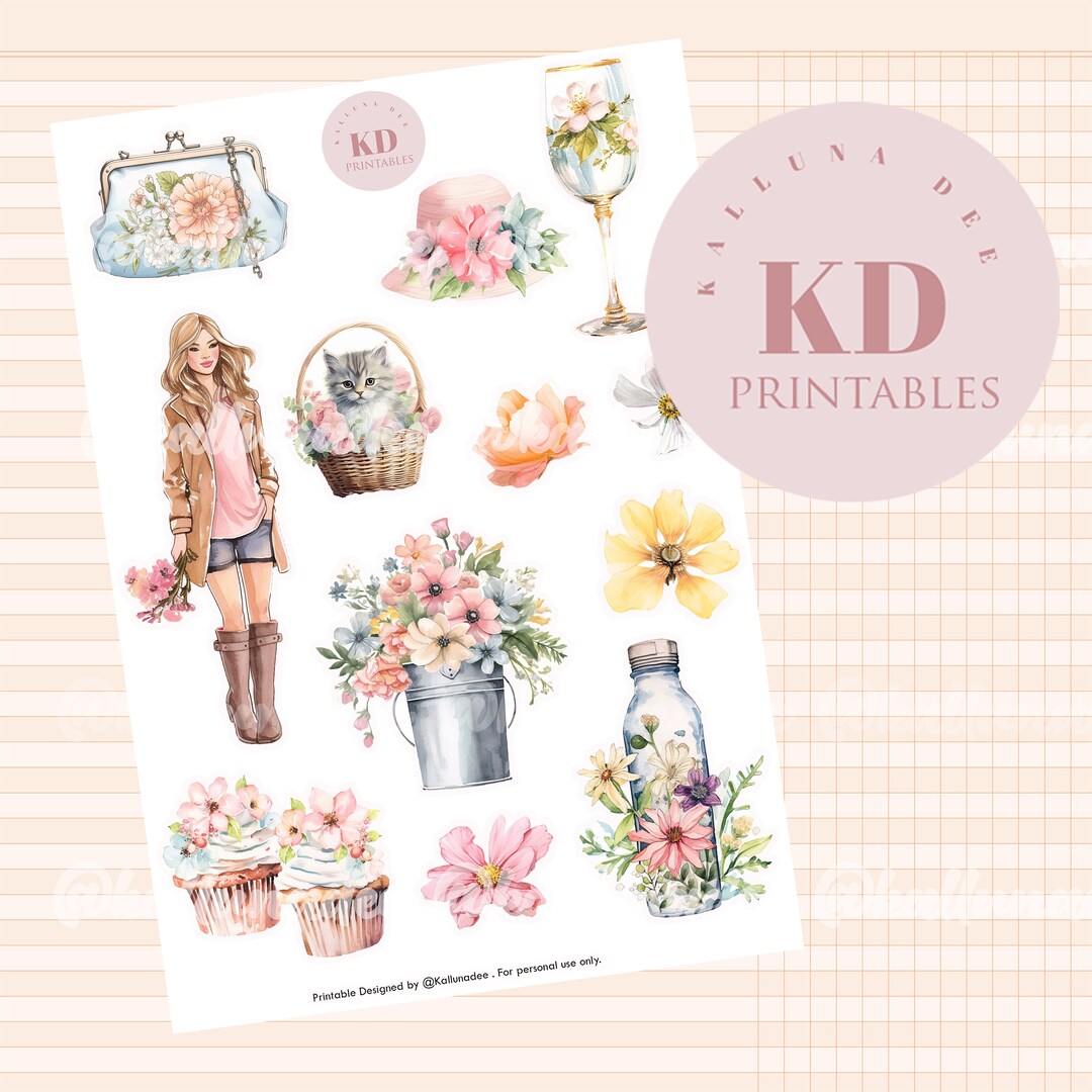 Spring Time Clear Sticker Buy Springtime Themed Printable Sticker Sheet in Digital Format ...