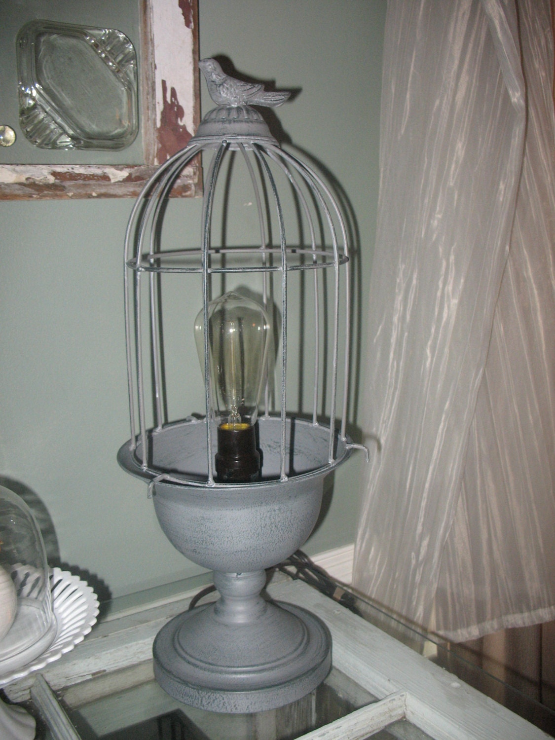Sale Birdcage Lamp With Edison Light Bulb. Etsy