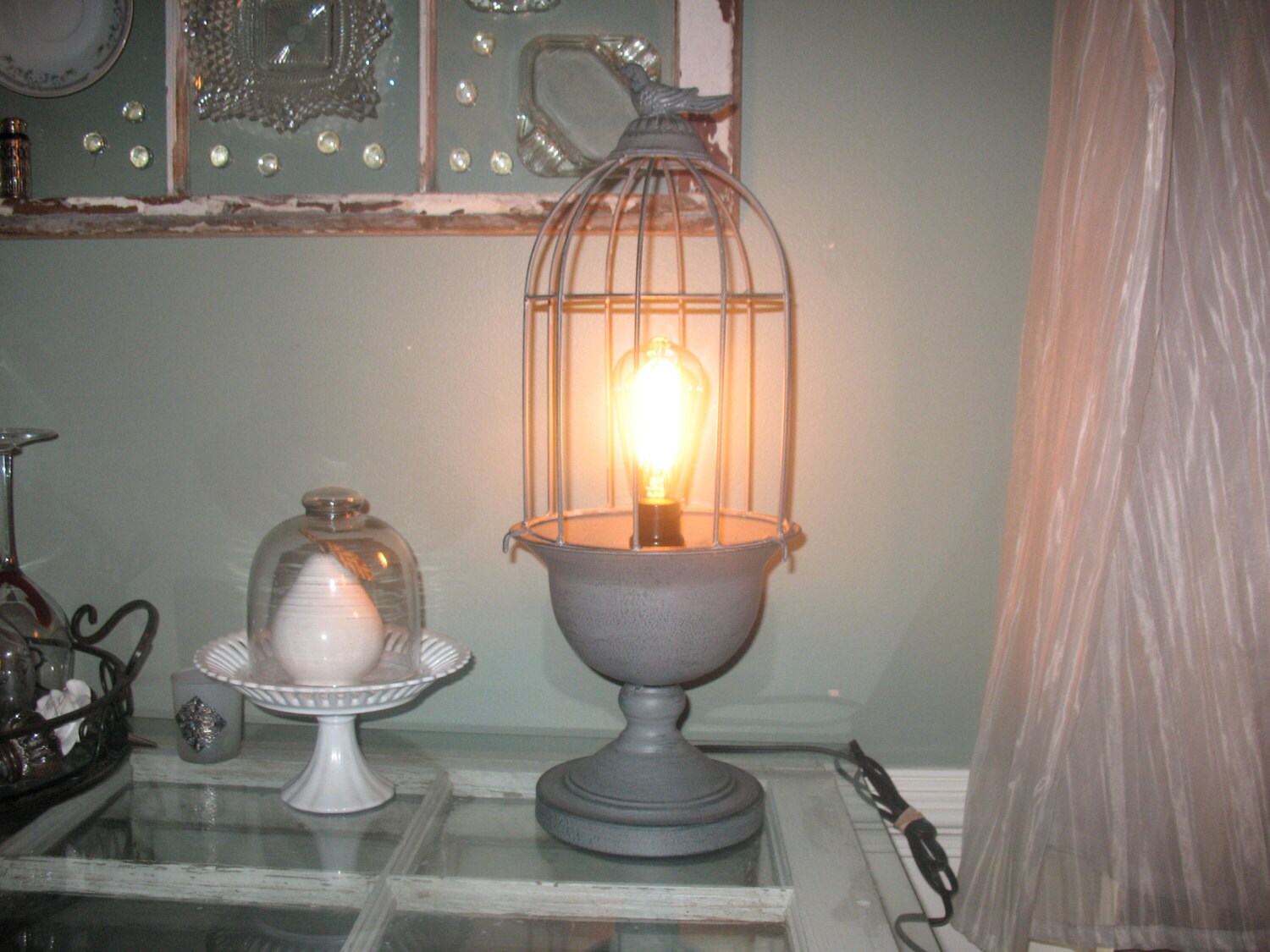 Sale Birdcage Lamp With Edison Light Bulb. Etsy