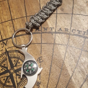 Compass Keychain with Bottle Opener