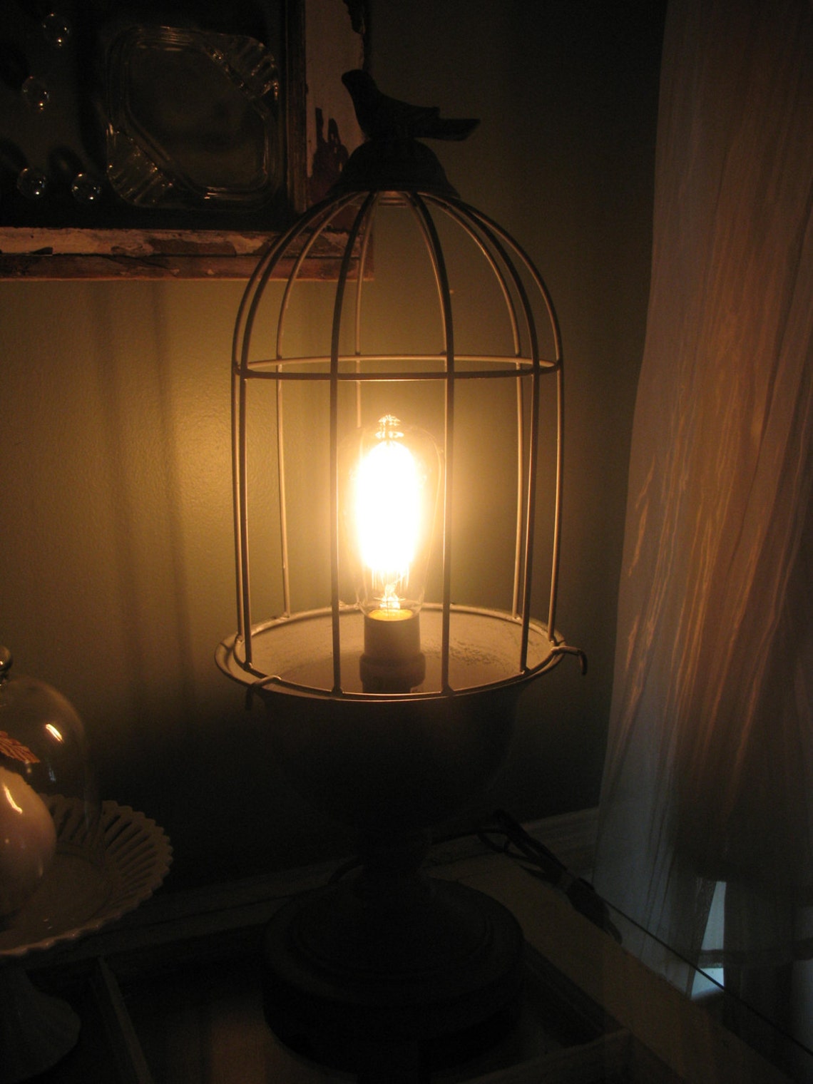 Sale Birdcage Lamp With Edison Light Bulb. Etsy