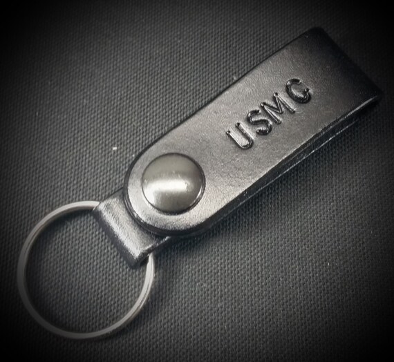 USMC Black Leather Key Ring or Wallet Chain Belt Loop | Etsy