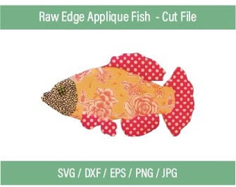 Fabric SVG file, Fish SVG, Raw Edge Applique Design, Cricut, Sillhouette, Cricut fabric file, SVG file, layered file, png, dxf, jpg, eps