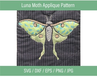 Luna Moth Quilt Pattern, Raw Edge Applique (SVG, PDF)