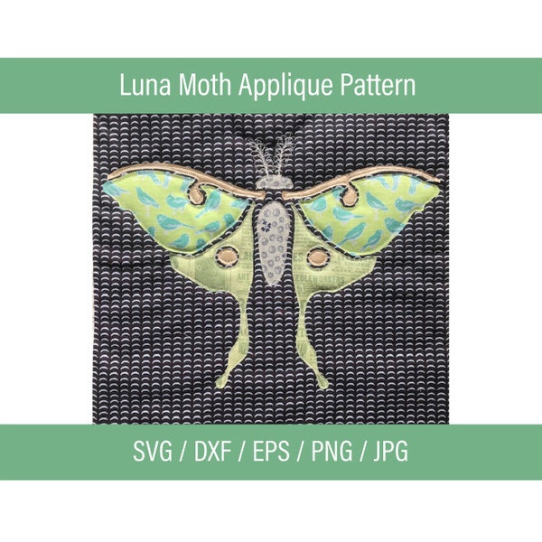 Luna Moth Quilt Pattern, Moth Quilt Pattern, Moth SVG file, Raw Edge Applique, Quilt Block Pattern, Wall Hanging, Cricut, Sillhouette, SVG