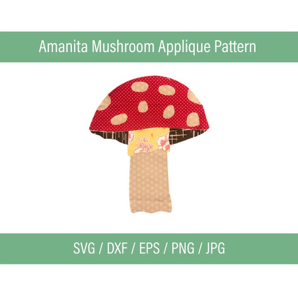 Applique Pattern, Mushroom Quilt, Mushroom SVG, Raw Edge Applique, Cricut, Sillhouette, Cricut fabric file, SVG file, layered file,