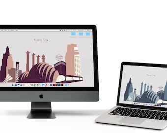 Kansas City Skyline Desktop + Mobile Wallpaper - Blush