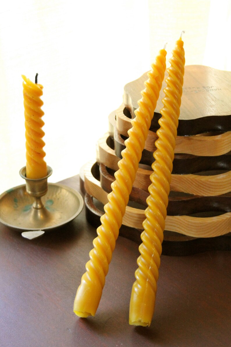 SET OF 12 12 Spiral Beeswax Candle Etsy