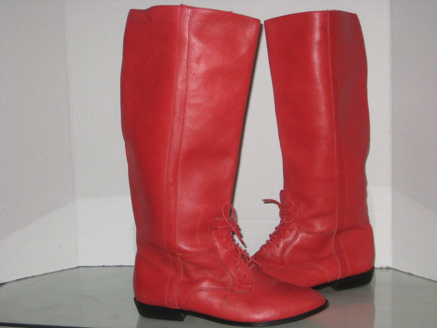 Medium Red Riding Boots Eye Popping Red Vintage flings Riding Boots Size 6.5 - Etsy