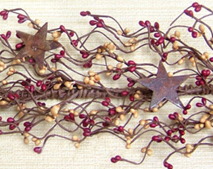 Burgundy Old Gold Pip Berry Garland Country Primitive Floral
