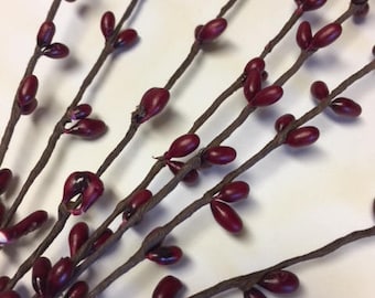 Berry Picks | Burgundy Pip Berry 12 inch Pick | Country Berry Stems | Floral Berry Accents