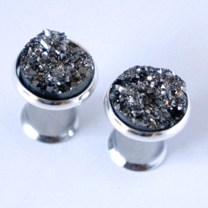 Cute Gauges 8g 6g 4g 2g 0g 00g Druzy Ear Plugs 3mm 4mm 6mm 8mm 10mm