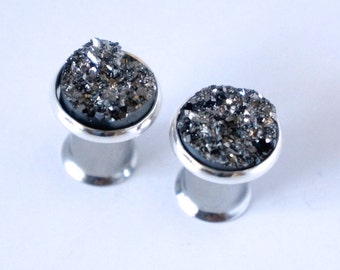 Cute Gauges 8g 6g 4g 2g 0g 00g Druzy Ear Plugs 3mm 4mm 6mm 8mm 10mm