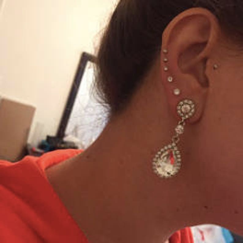 Dangle Plugs 8g 6g 4g 2g 0g 00g Diamond Wedding Ear Gauges 6mm Etsy