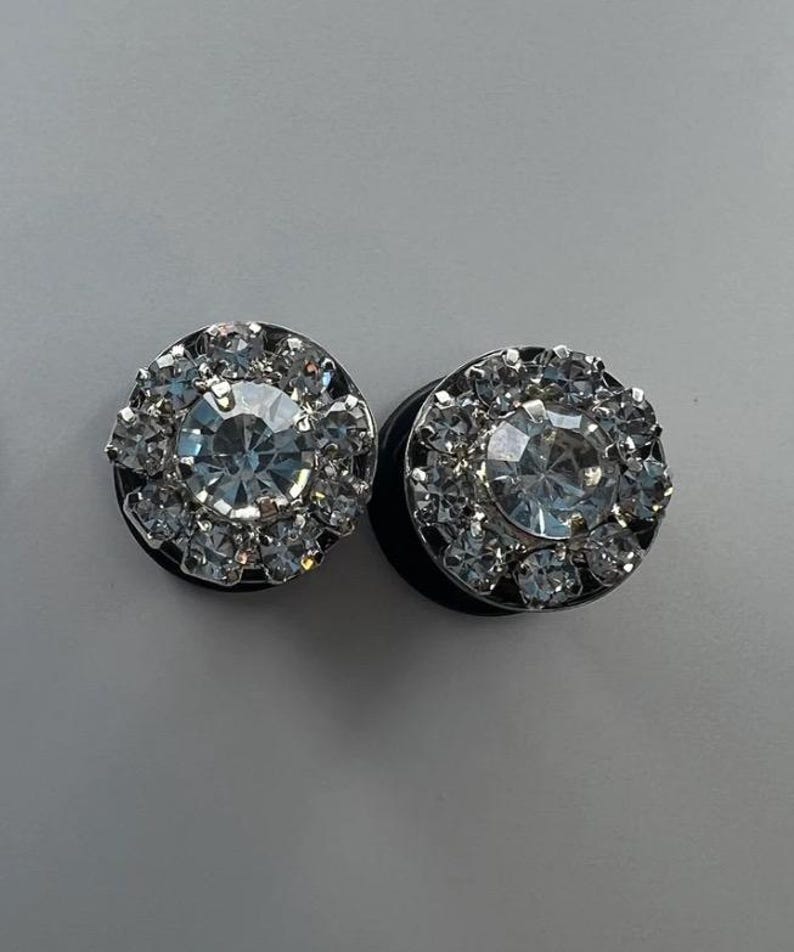 Rhinestone Ear Plugs: Surgical Steel Wedding Gauges image 1