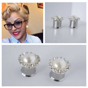 Pearl Plugs  2g 6mm 0g 8mm 00g 10mm Wedding Gauges 1/2" 12mm 9/16" 14mm 5/8" 16mm 3/4" 19mm 7/8" 22mm 1" 25mm