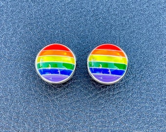 Rainbow in silver setting plugs 8g 6g 4g 2g 0g 00g 7/16” 1/2” 3mm 4mm 5mm 6mm 8mm 10mm 11mm 12mm