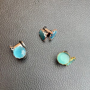 Aquamarine colored stone in a rose gold, silver or yellow gold scalloped setting 3mm 4mm 5mm 6mm 8mm 10mm 8g 6g 4g 2g 0g 00g